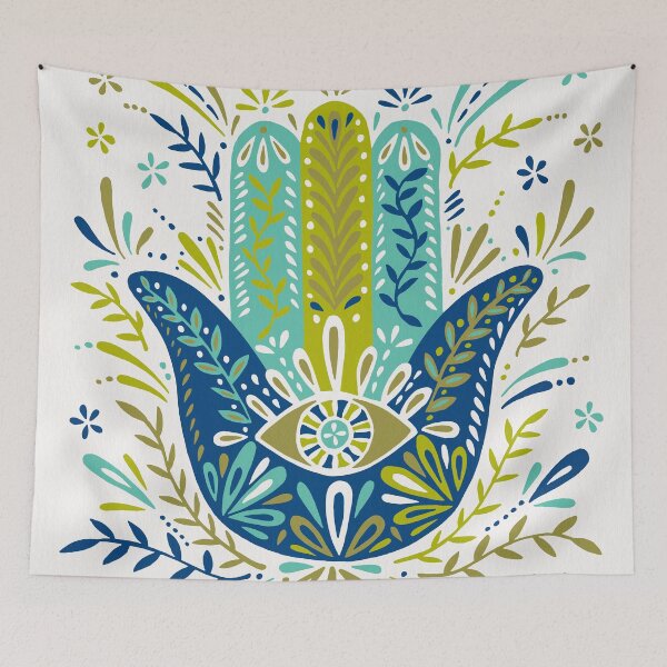 Item preview, Hamsa Hand – Lime, Turquoise & Navy Palette designed and sold by Cat Coquillette.