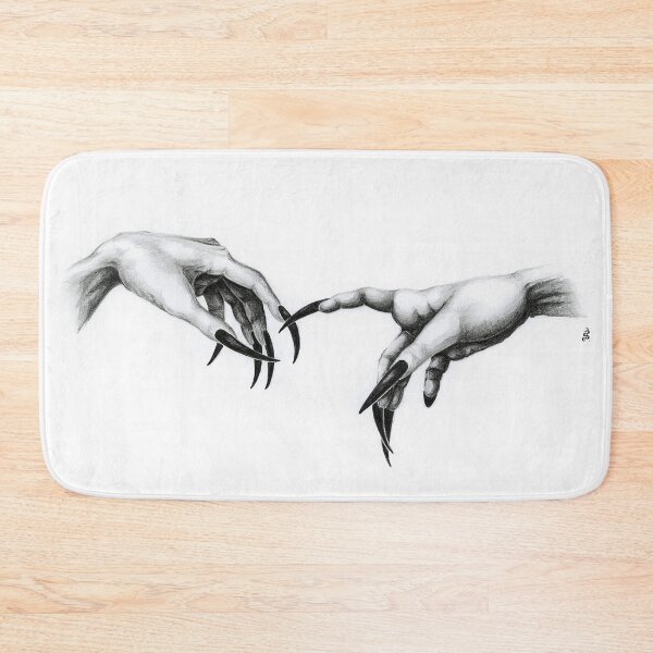 Item preview, Creation of Goth - black and white painting, gothic creation of adam, michelangelo, demon hands, gothic art, demons, dark art, horror gothic, spoky creepy art designed and sold by SSINAMOON.