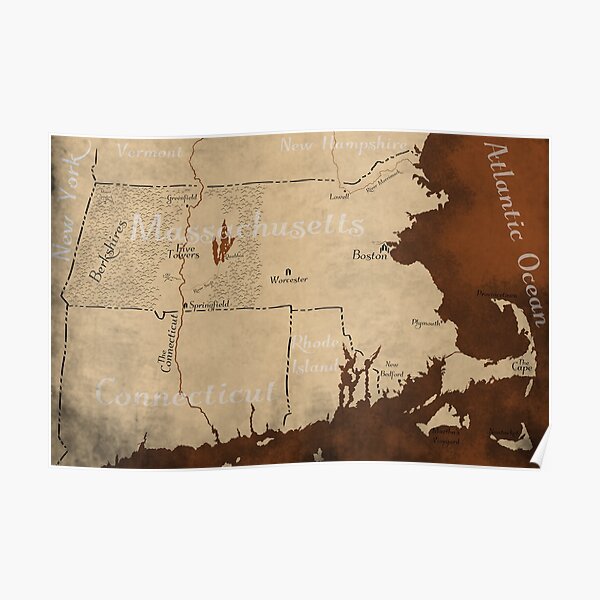 Massachusetts Fantasy Map Poster