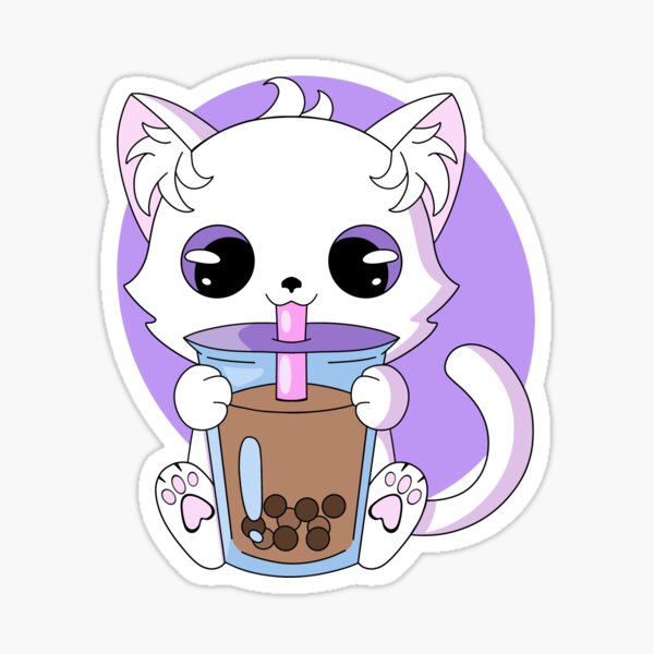 "Boba Cat" Sticker for Sale by Kawaii-Shark | Redbubble