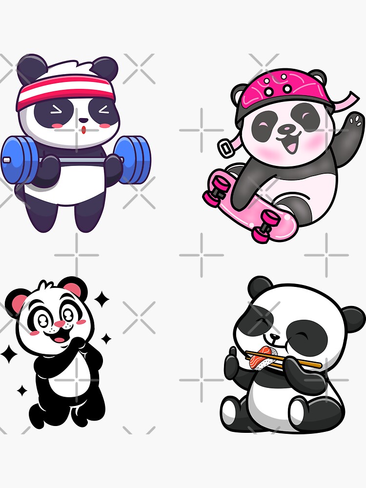 Adorable Kawaii Pandas Stickers Pack Sticker For Sale By Artistusha Redbubble 