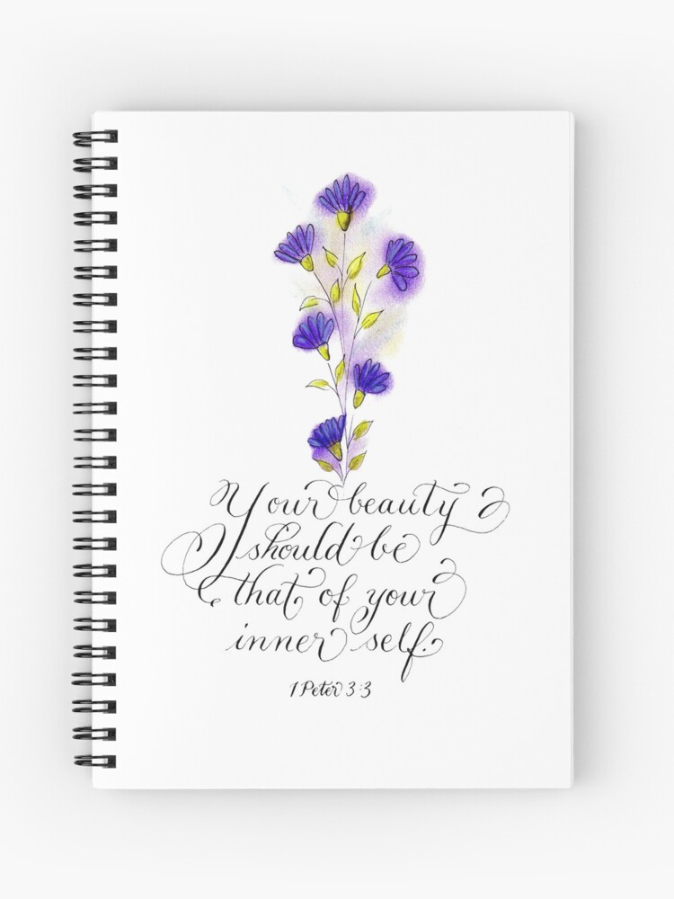 Cuaderno de espiral «Tu frase de belleza con flores moradas» de melgoza |  Redbubble