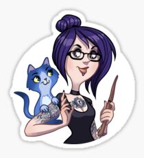 Hexe mit Katze Sticker