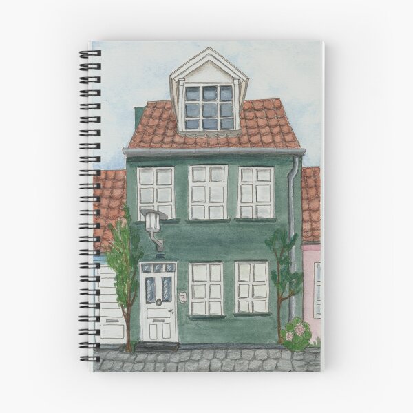 Item preview, Watercolor illustration of Denmark house - Hygge - Mollestien street house - Copenhagen designed and sold by Malu-Iriarte.