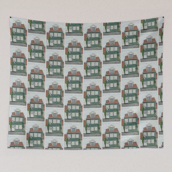 Item preview, Watercolor illustration of Denmark house - Hygge - Mollestien street house - Copenhagen designed and sold by Malu-Iriarte.