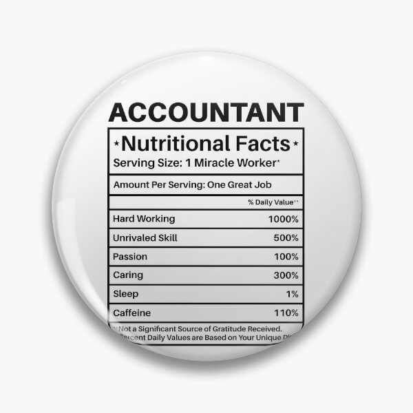 Aperçu de l'œuvre Valeurs nutritionnelles du comptable : Cadeau comptable amusant créée et vendue par Adexyl.