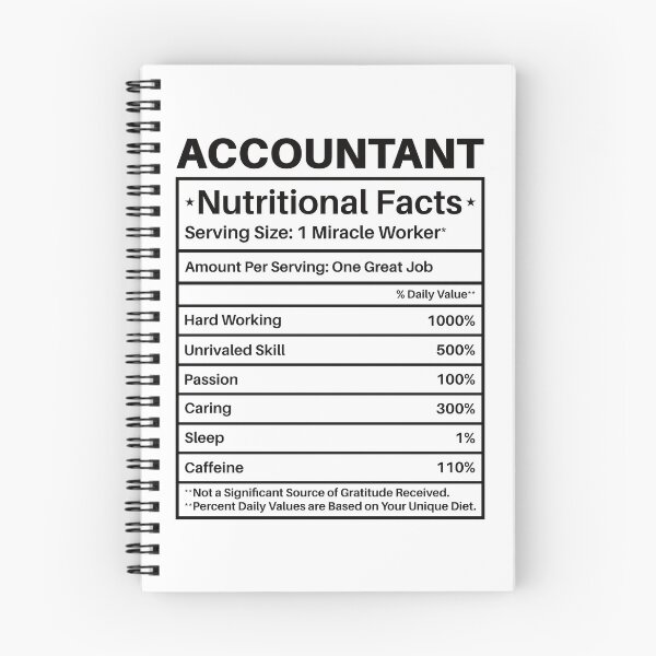 Aperçu de l'œuvre Valeurs nutritionnelles du comptable : Cadeau comptable amusant créée et vendue par Adexyl.