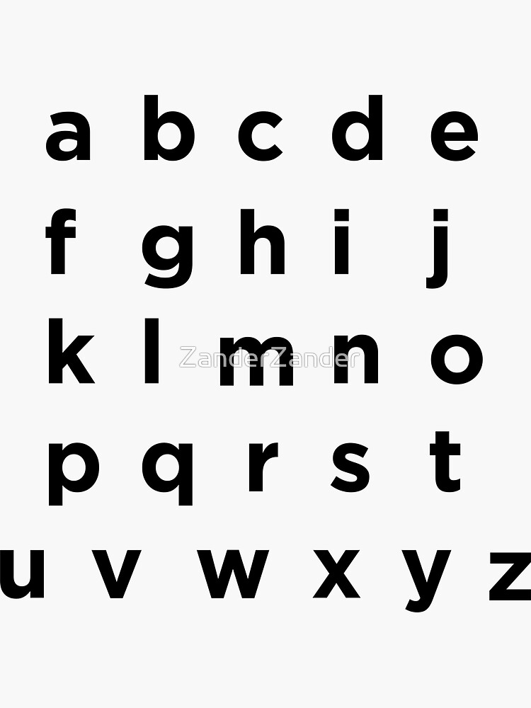 "Alphabet Lower Case" Sticker for Sale by ZanderZander | Redbubble