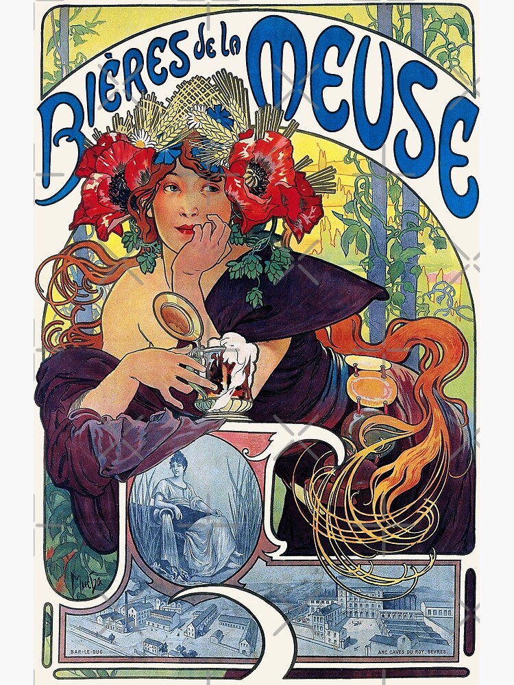 Poster Advertising Bieres De La Meuse 1897 -Alphonse Mucha