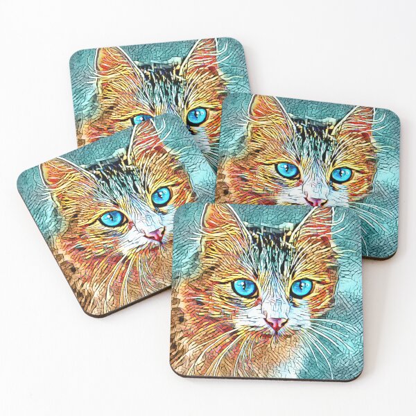 Item preview, Cat 685 Turquoise Orange designed and sold by artbylucie.