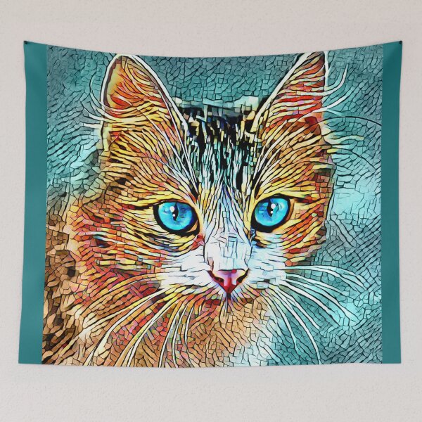 Item preview, Cat 685 Turquoise Orange designed and sold by artbylucie.
