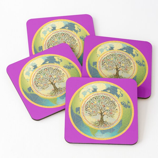 Item preview, Tree and flower of life on planet earth Gold border designed and sold by AdleruCo.