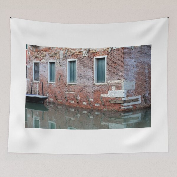 Item preview, Brick house in the water and boat in Venice, Italy designed and sold by oanaunciuleanu.