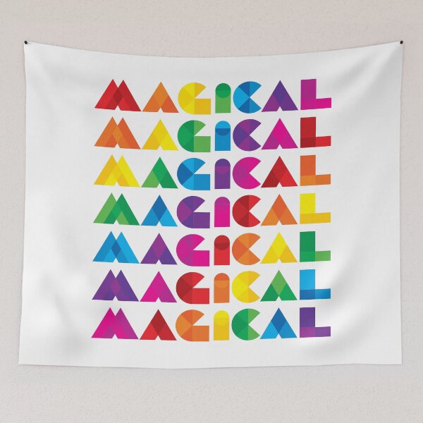 Item preview, Typographic 'Magical' rainbow design - white designed and sold by fatchairprint.