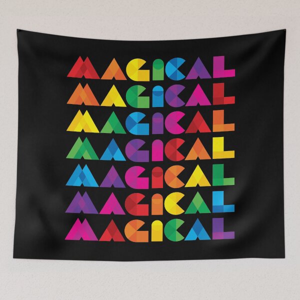 Item preview, Typographic 'Magical' rainbow design - black designed and sold by fatchairprint.
