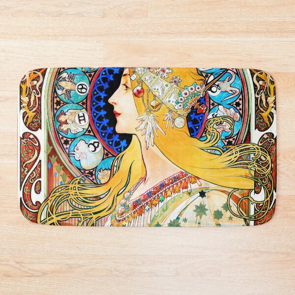 Item preview, Zodiac The Feather -Zodiaque (La Plume) Alphonse Mucha - Vintage Astrology Poster | Alphonse Mucha designed and sold by TeeARTHY.