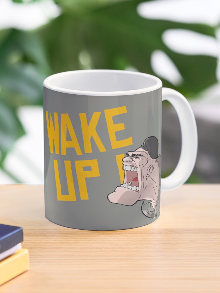 Aperçu 1 sur 6. Mug à café avec l'œuvre WAKE UP ! créée et vendue par Lecartooniste.