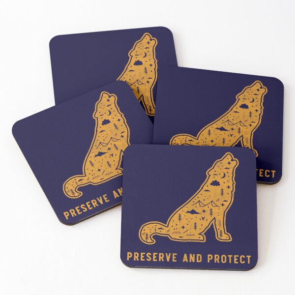 Item preview, Vintage Preserve & Protect National Park Forest Mountain Wolf designed and sold by merchzy.