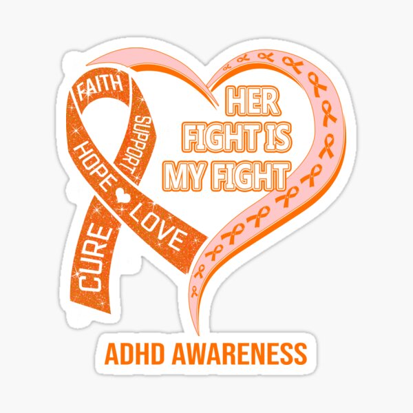 ADHD Awareness Support ADD Attention Disorder Love Heart Mom Dad Gifts  Sticker for Sale by TopTeeShop