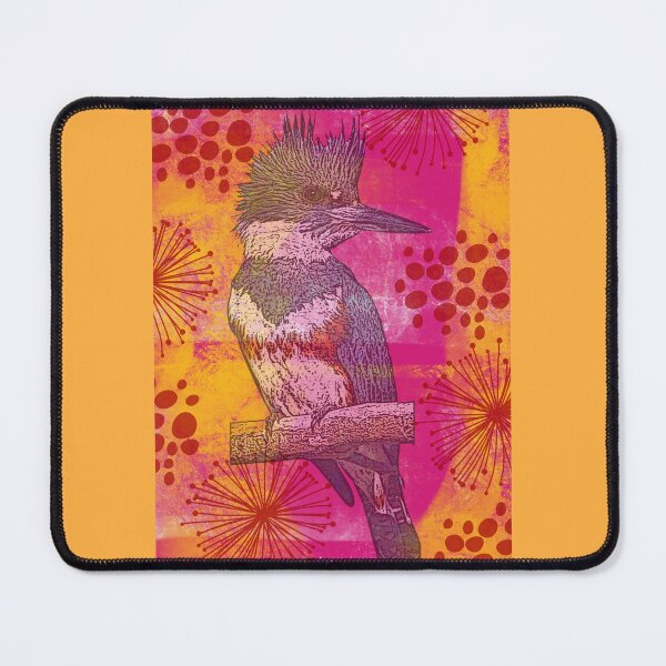 Item preview, Belted Kingfisher in pink and yellow designed and sold by SirenSeventyOne.