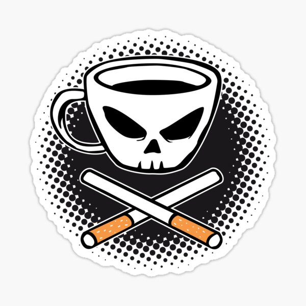 "Coffee skull and cigarettes" Sticker for Sale by joakynrivas Redbubble