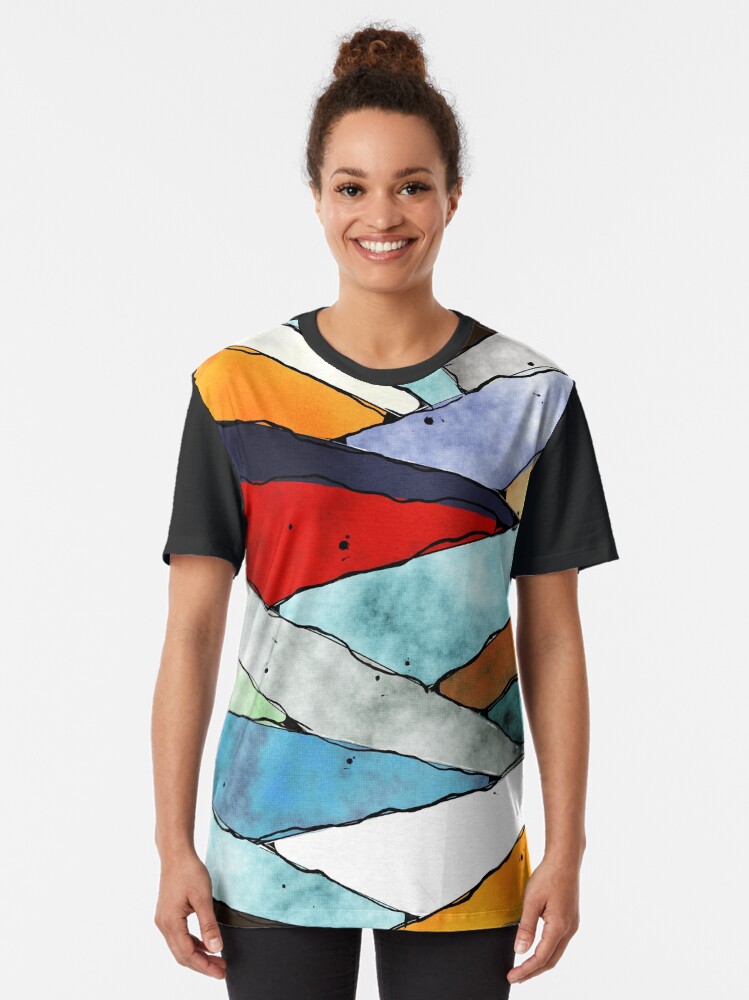 Alternate view of Angles of Textured Colors Graphic T-Shirt
