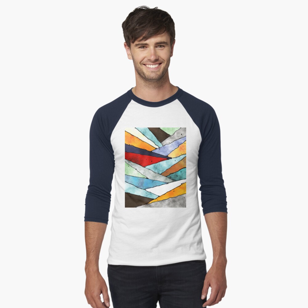 Angles of Textured Colors Baseball ¾ Sleeve T-Shirt