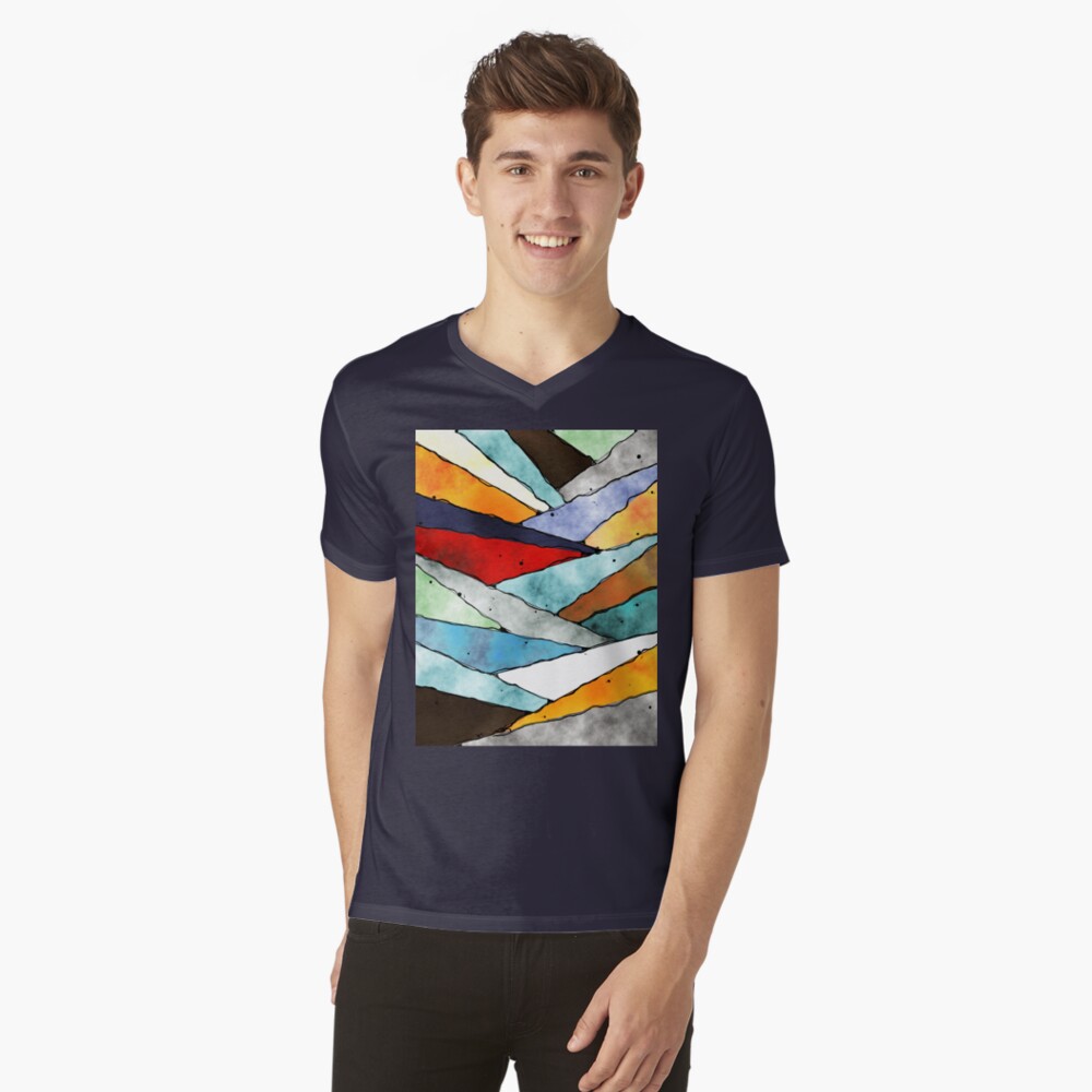 Angles of Textured Colors V-Neck T-Shirt