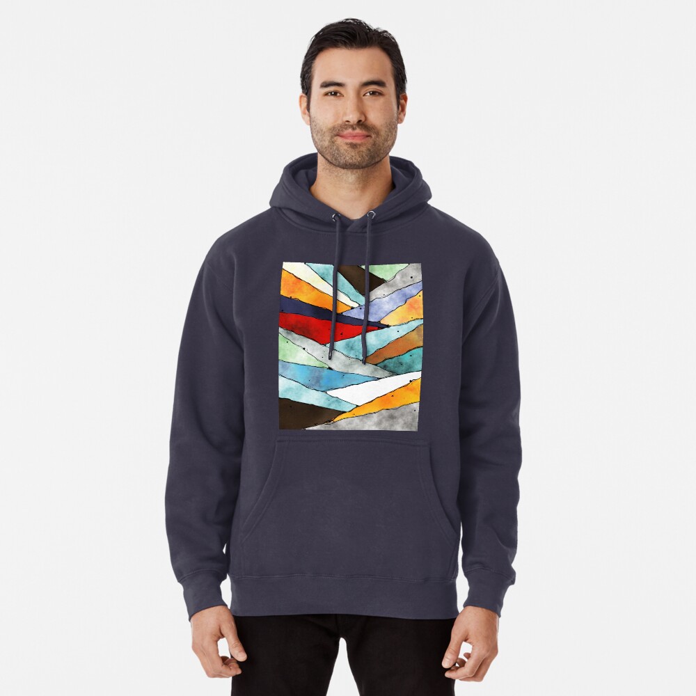 Angles of Textured Colors Pullover Hoodie