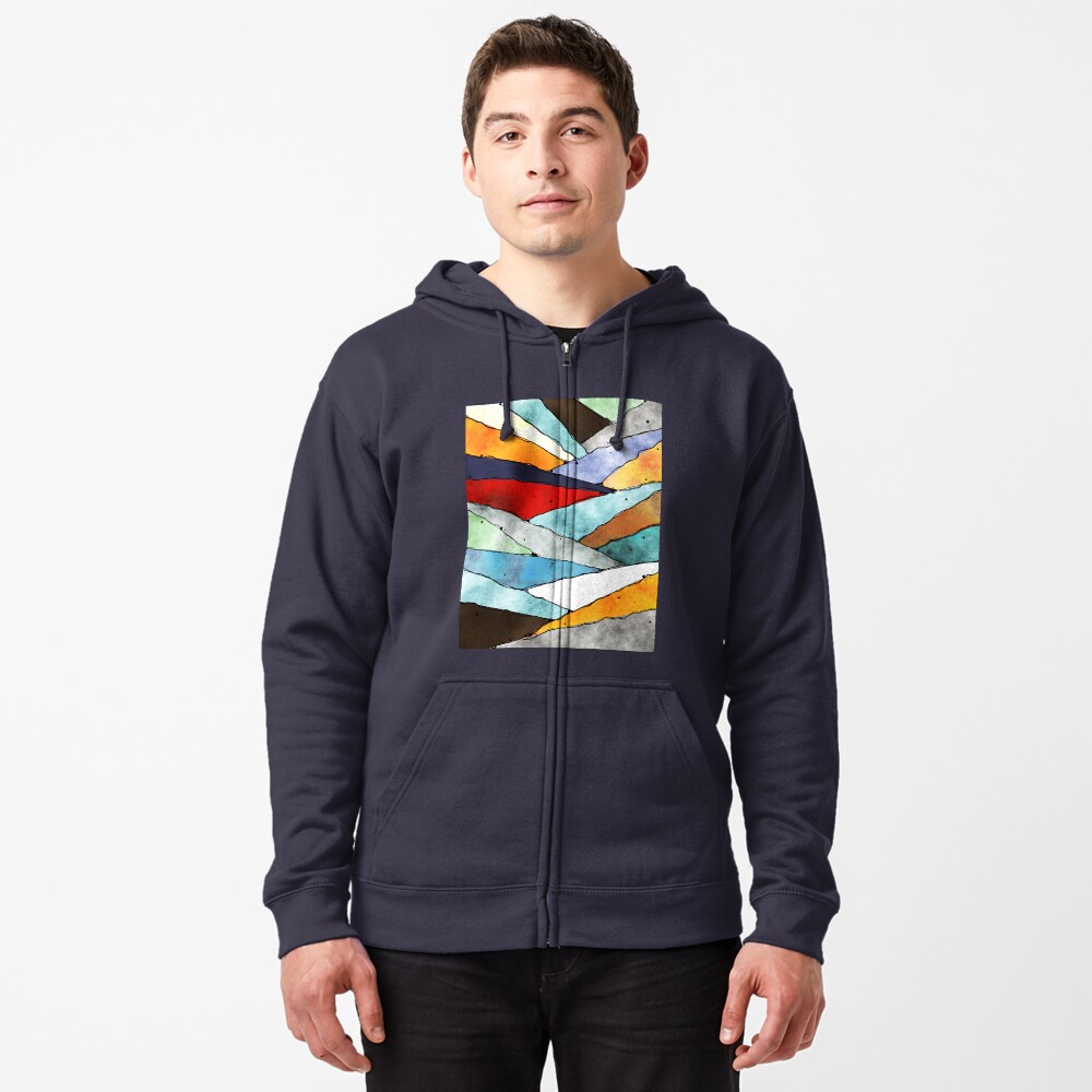 Angles of Textured Colors Zipped Hoodie