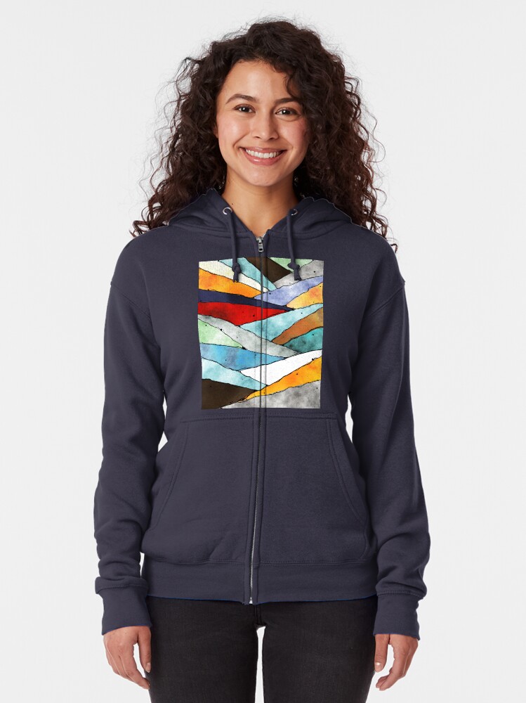 Alternate view of Angles of Textured Colors Zipped Hoodie