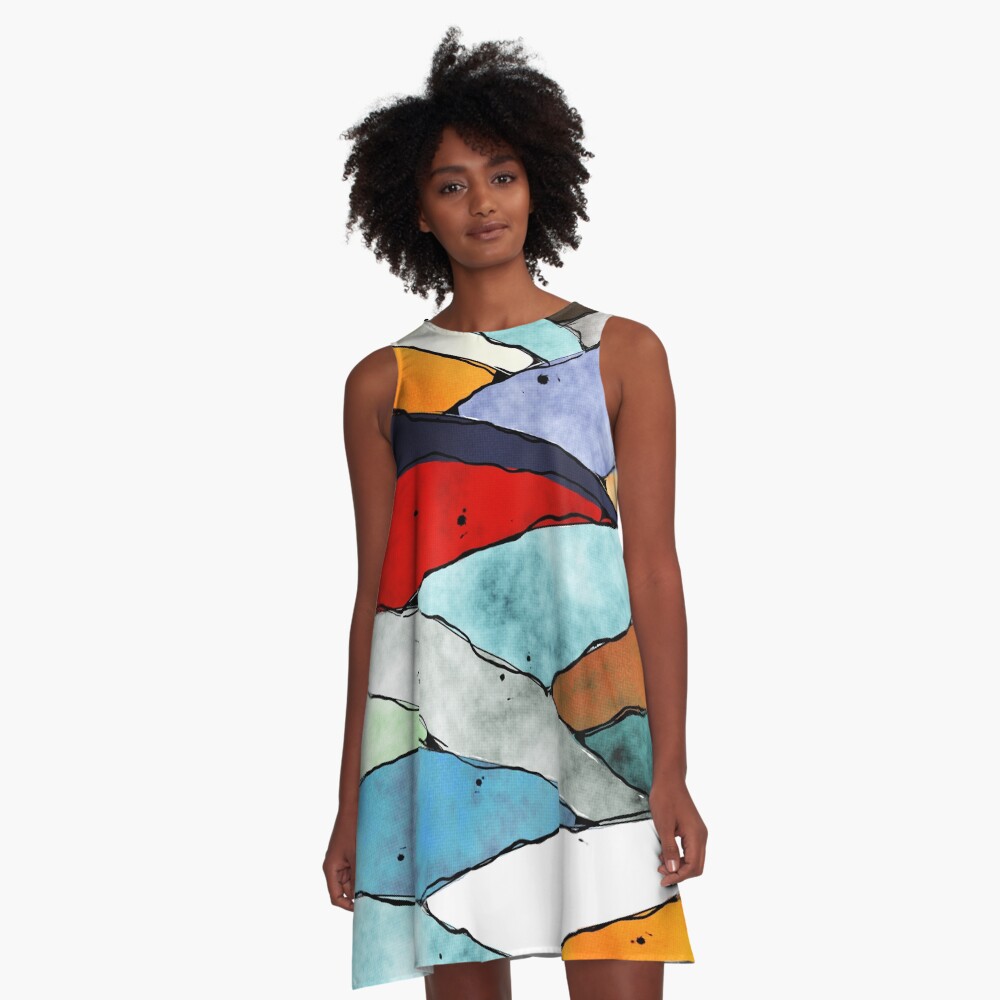 Angles of Textured Colors A-Line Dress