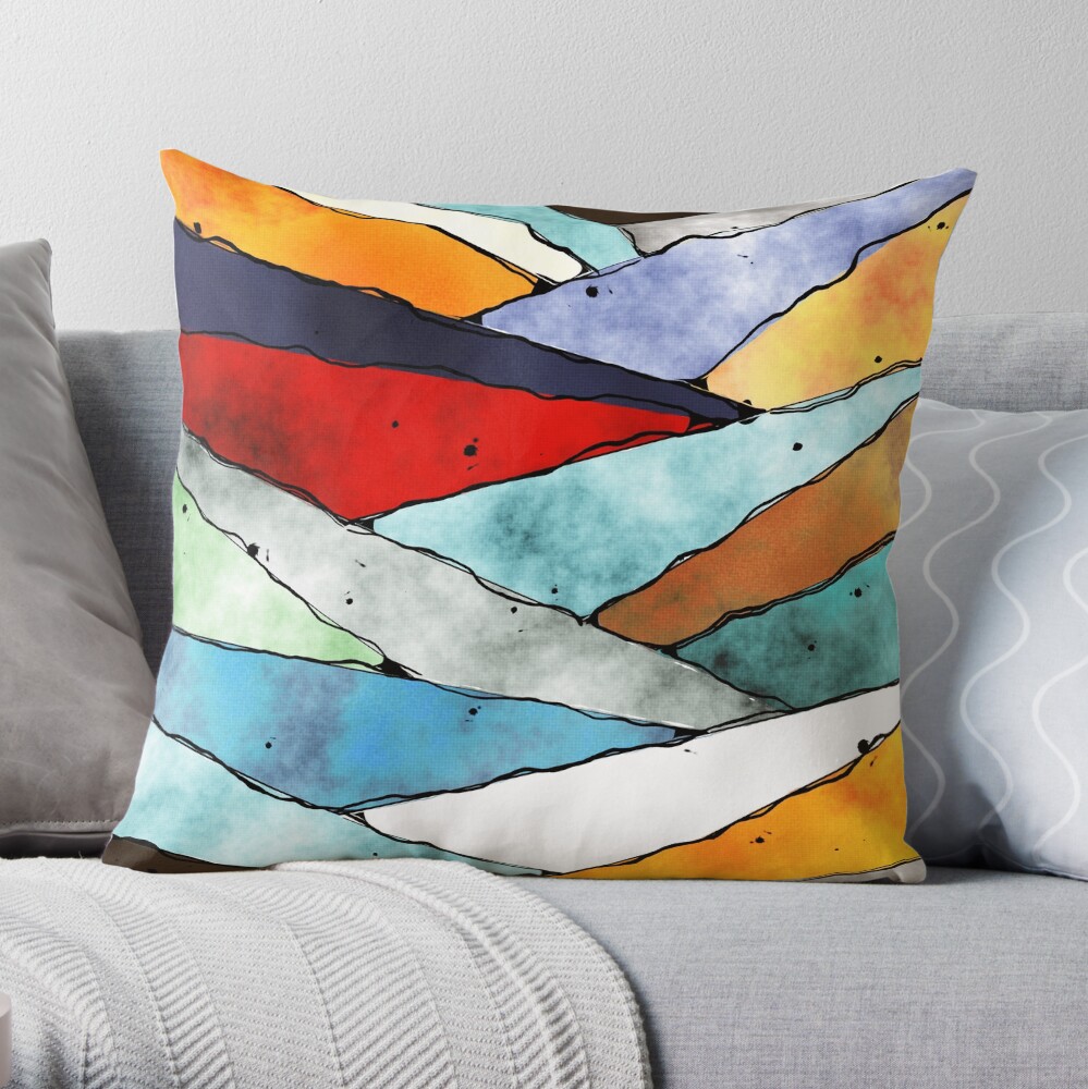 Angles of Textured Colors Throw Pillow