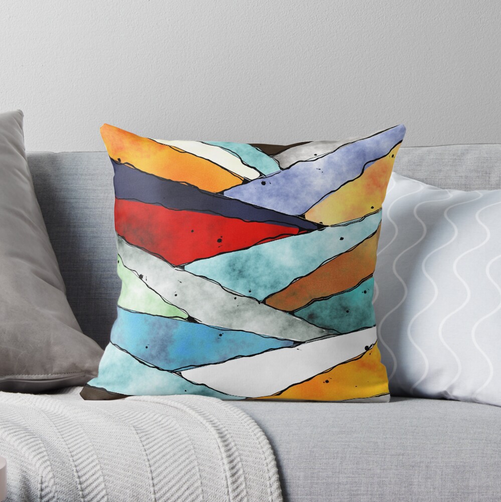 Angles of Textured Colors Throw Pillow