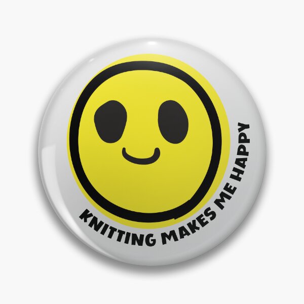Item preview, Knitting makes me happy smile yellow face knit lover gift designed and sold by MetalicBabe.