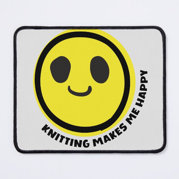 Item preview, Knitting makes me happy smile yellow face knit lover gift designed and sold by MetalicBabe.