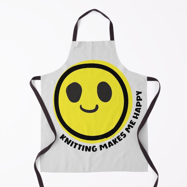 Item preview, Knitting makes me happy smile yellow face knit lover gift designed and sold by MetalicBabe.