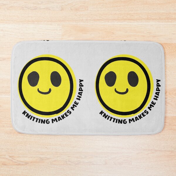 Item preview, Knitting makes me happy smile yellow face knit lover gift designed and sold by MetalicBabe.