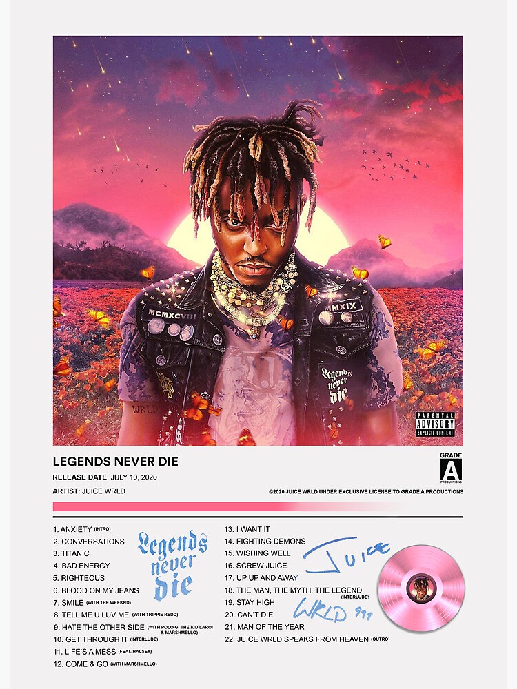 Juice WRLD Legends Never Die Tracklist Poster – rsdesignstudio