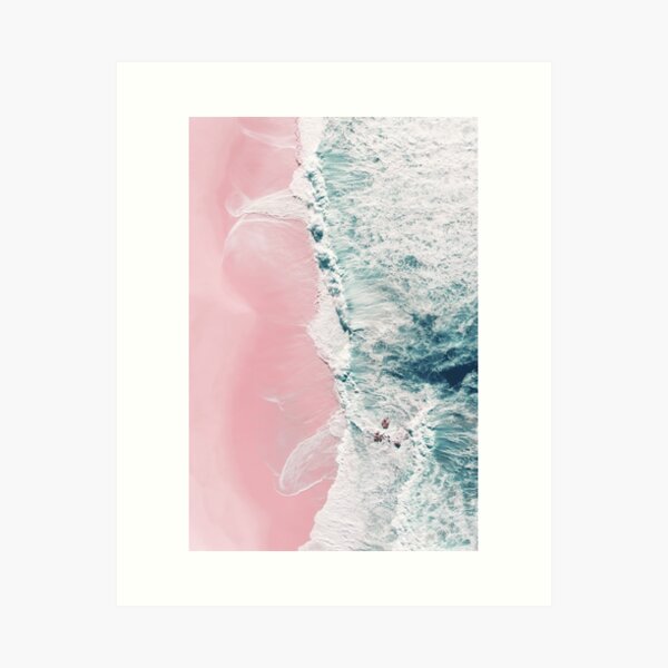 Sea of Love - Pink Sandy Beach - Ocean Sea Crashing Waves photography by Ingrid Beddoes Art Print