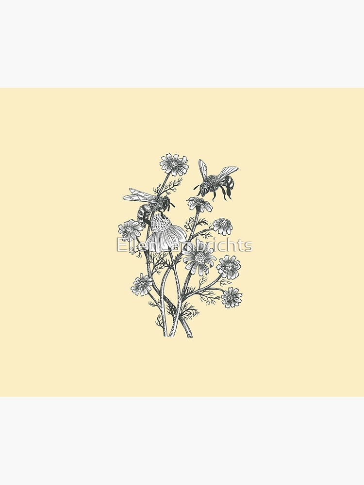 bees and chamomile on honey background by EllenLambrichts