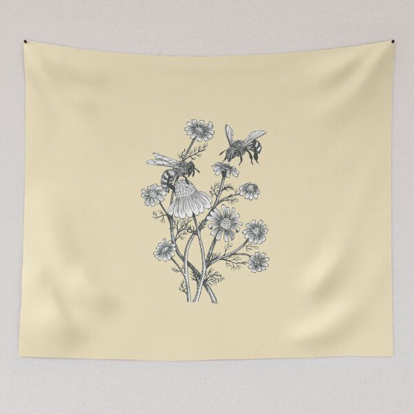 Item preview, bees and chamomile on honey background  designed and sold by EllenLambrichts.