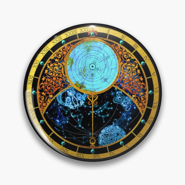 Item preview, gold astrolabium clock designed and sold by Sylvan Myst.