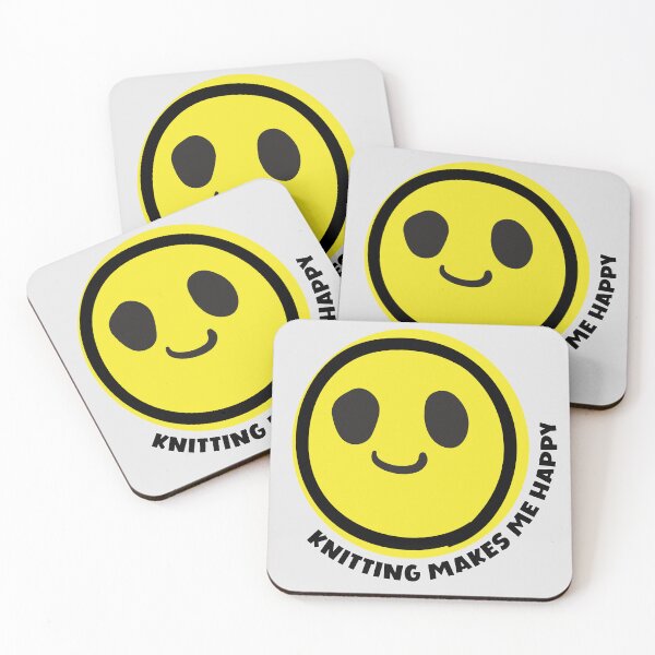 Item preview, Knitting makes me happy smile yellow face knit lover gift designed and sold by MetalicBabe.