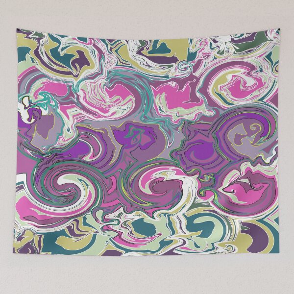 Item preview, Fluid Art, Pouring art design, Cool, soothing colors of Green, Purple, white Abstract, liquid art designed and sold by Thilaniz.