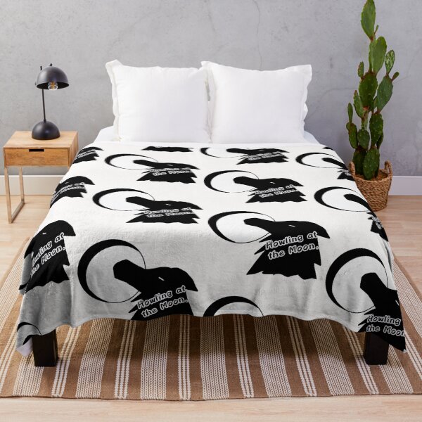 Item preview, Howling at the moon wolf stylized black and white  designed and sold by Jodi Mahaffey.