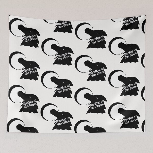 Item preview, Howling at the moon wolf stylized black and white  designed and sold by Jodi Mahaffey.
