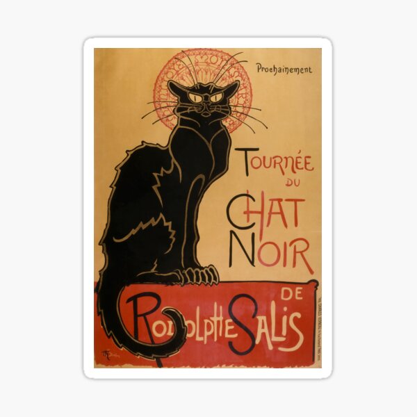 Art Nouveau Print, Le Chat Noir by Steinlen Sticker