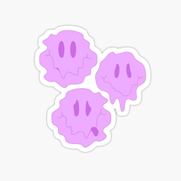 Purple Melting Smiley Faces Sticker For Sale By Vaishnaviavhad Redbubble 