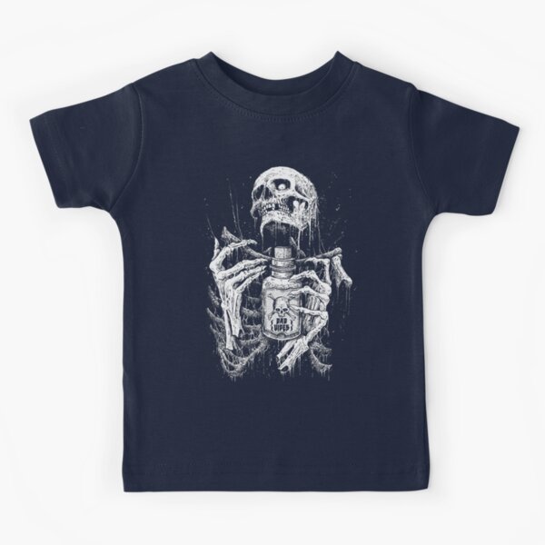 Kids Boys Girls SKELETON BRAINS T-Shirt rock goth skull zombie biker